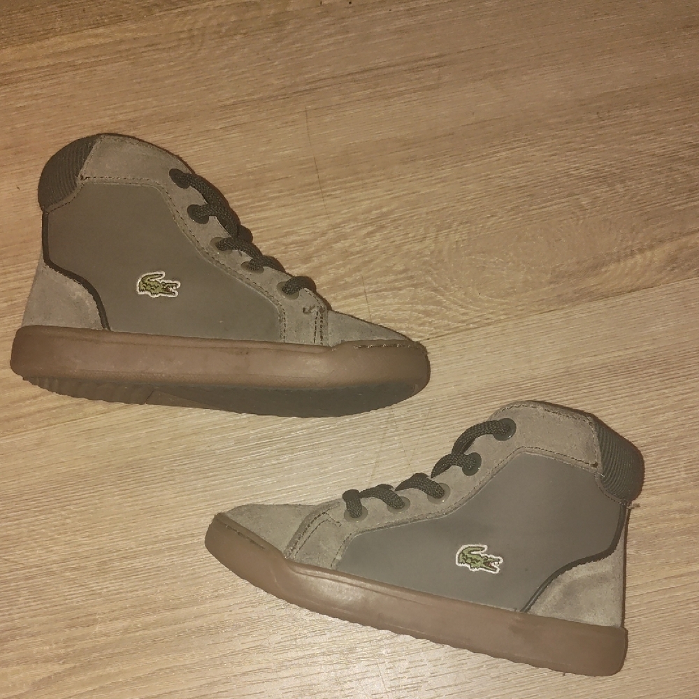 Lacoste Kids' Taupe and Olive High-Top Sneakers